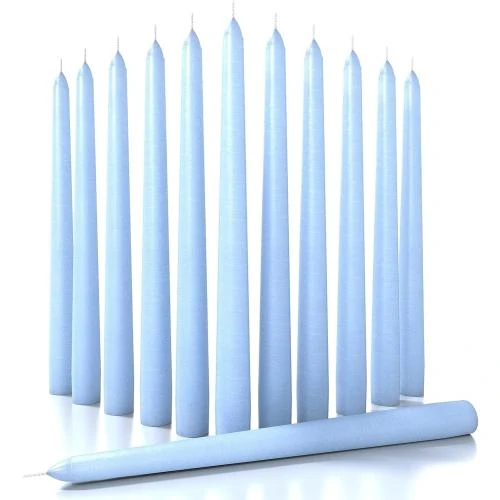 Bougies coniques 12 pièces, sans goutte, bleu clair - Vue principale
