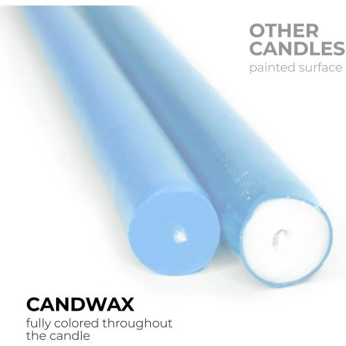 Détail de Bougies coniques 12 pièces, sans goutte, bleu clair