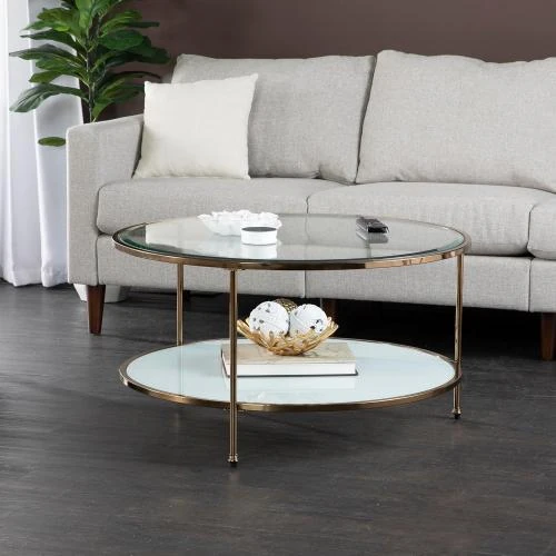 Détail de Table à cocktail dorée SEI Furniture Risa, design élégant