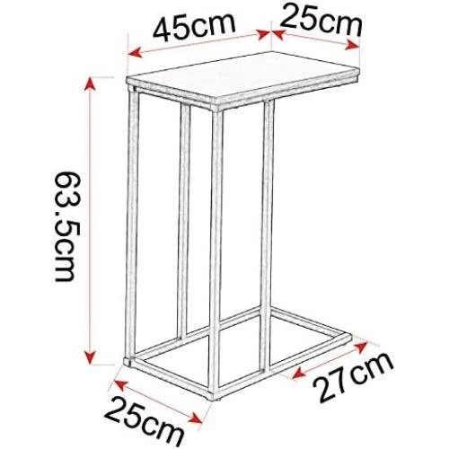 Zoom sur Table Basse Moderne, Table de Chevet, Bois Composite et Métal, Hêtre Foncé