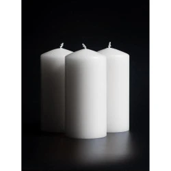 Bougies pilier blanches CANDWAX, lot de 3, combustion longue