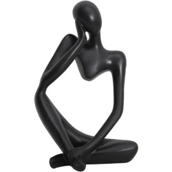 Sculpture Penseur Résine Noire Moderne Gaoshanjingxing