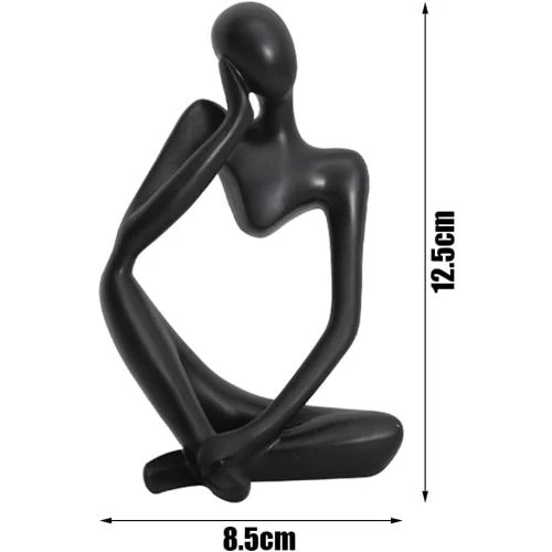 Zoom sur Sculpture Penseur Résine Noire Moderne Gaoshanjingxing