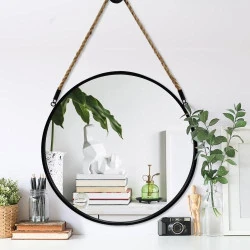 Miroir Rond Noir, Miroir Mural Ferme, Décoration Intérieure