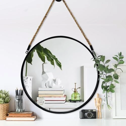Miroir Rond Noir, Miroir Mural Ferme, Décoration Intérieure - Vue principale