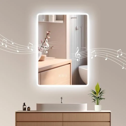 Miroir salle de bain LED, Bluetooth, anti-buée, haut-parleur - Vue principale
