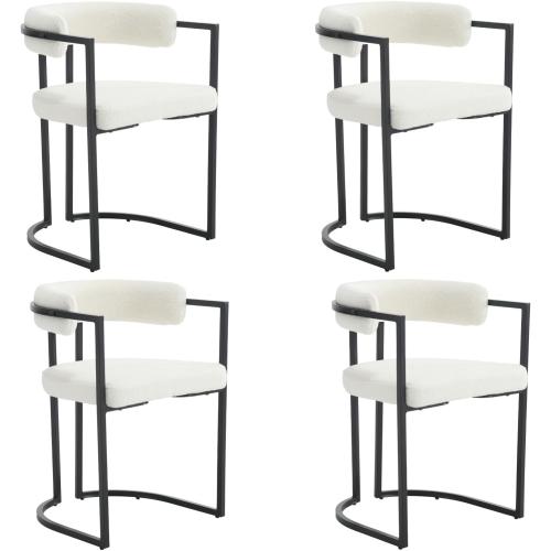 Présentation de Présentation Chaises Salle à Manger Fausse Fourrure, Lot de 4, Blanc