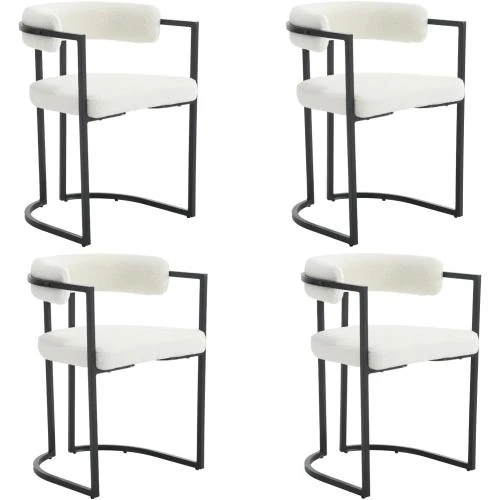 Chaises Salle à Manger Fausse Fourrure, Lot de 4, Blanc - Vue principale