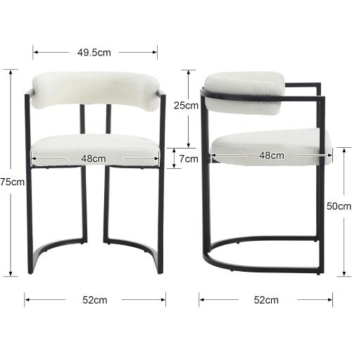 Présentation de Zoom sur Chaises Salle à Manger Fausse Fourrure, Lot de 4, Blanc