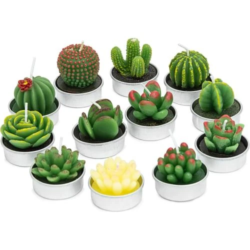 Détail de Bougies Succulentes Artisanales, Lot de 12, Décoration Maison