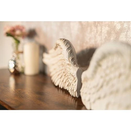 Zoom sur Ailes d’Ange Vintage Blanc Argent Garden_Mile, Décoration Murale