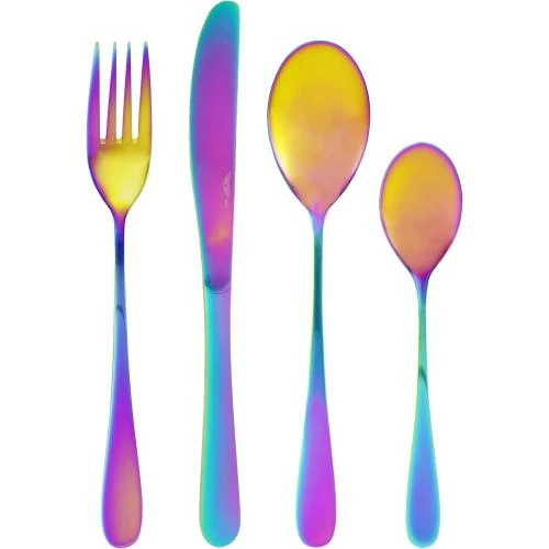 Détail de Couverts 24 pièces Pintinox, Acier Inoxydable Rainbow