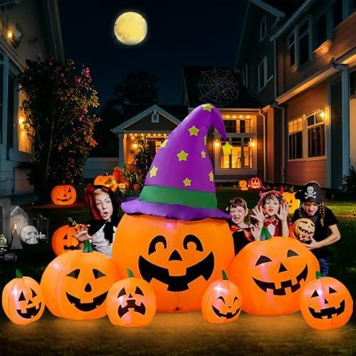 Présentation de Présentation Kalolary Halloween Gonflable Citrouille, Décoration LED Extérieure