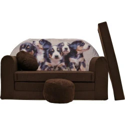 Canapé Lit Futon Enfant, Meuble Pouf, Repose Pied, Oreiller