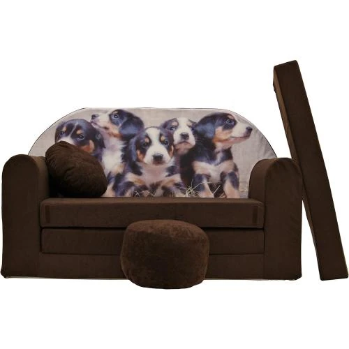 Canapé Lit Futon Enfant, Meuble Pouf, Repose Pied, Oreiller - Vue principale