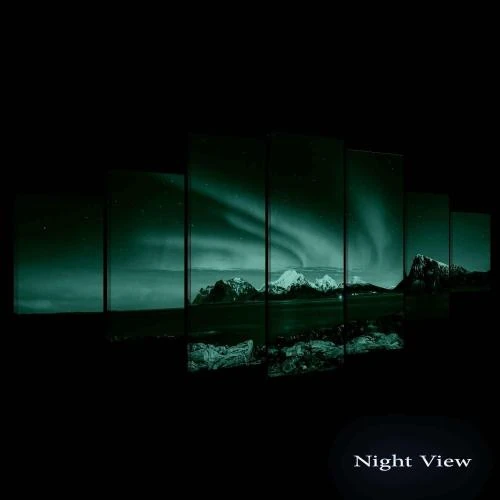 Détail de Tableau Paysage Aurora Borealis, Impression Toile XXL Moderne