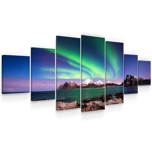 Tableau Paysage Aurora Borealis, Impression Toile XXL Moderne - Vue principale