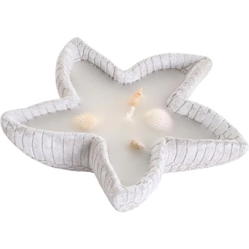 Bougie béton motif étoile de mer, décoration marine - Vue principale