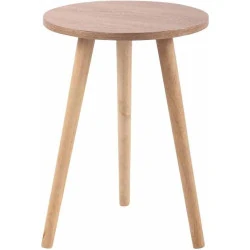 Table Basse Ronde MDF CLP Kolding, Pieds Bois Caoutchouc