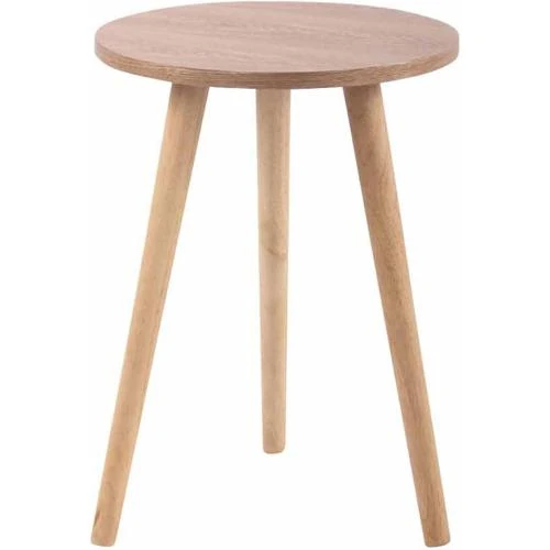 Table Basse Ronde MDF CLP Kolding, Pieds Bois Caoutchouc - Vue principale