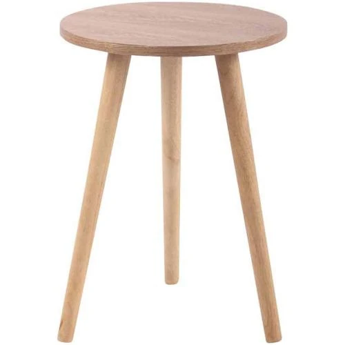 Détail de Table Basse Ronde MDF CLP Kolding, Pieds Bois Caoutchouc