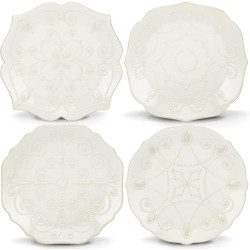 Présentation Assiettes Lenox Francais Perle Lot 4 Blanc