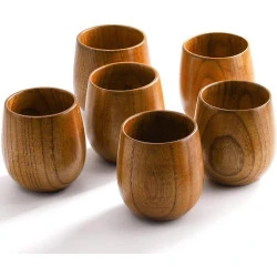 Hiceeden Tasses à Thé Bois Naturel Japonaises, Lot de 6