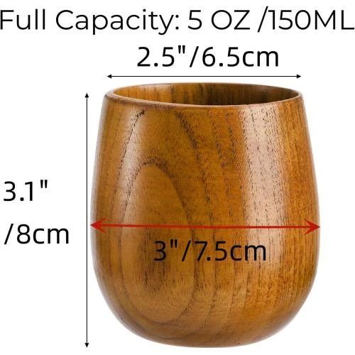 Détail de Hiceeden Tasses à Thé Bois Naturel Japonaises, Lot de 6
