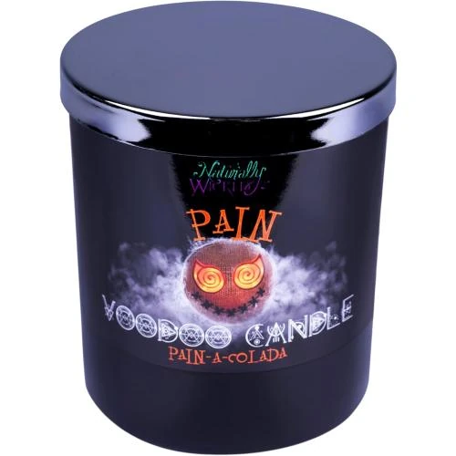Détail de Bougie Voodoo Pain Naturally Wicked, poupée vaudou, jaspe leopard