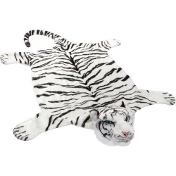 Tapis de cheminée fausse fourrure peau de tigre blanc