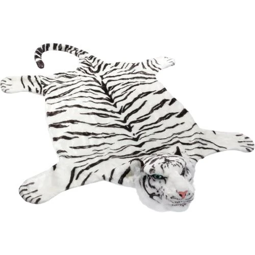 Tapis de cheminée fausse fourrure peau de tigre blanc - Vue principale