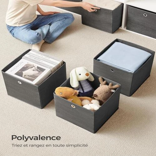 Détail de Boîte de Rangement SONGMICS Lot de 6 avec Poignée en Tissu Oxford