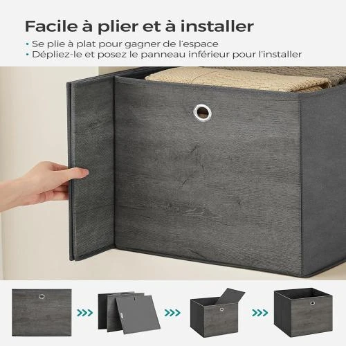 Zoom sur Boîte de Rangement SONGMICS Lot de 6 avec Poignée en Tissu Oxford