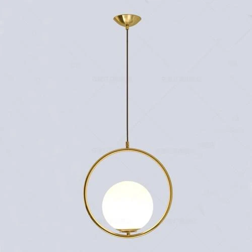 Suspension Lampe Moderne LED Boule Verre Métal Doré - Vue principale