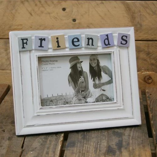Cadre photo blanc délave Carousel Home, inscription Friends - Vue principale