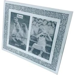 Cadre photo double cristal, effet miroir argenté