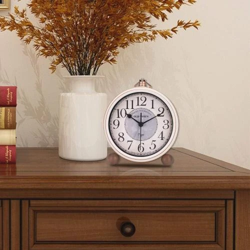 Détail de Lafocuse Réveil Vintage Silencieux Métal Beige Élégant