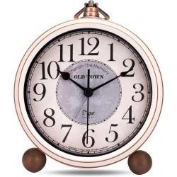 Lafocuse Réveil Vintage Silencieux Métal Beige Élégant