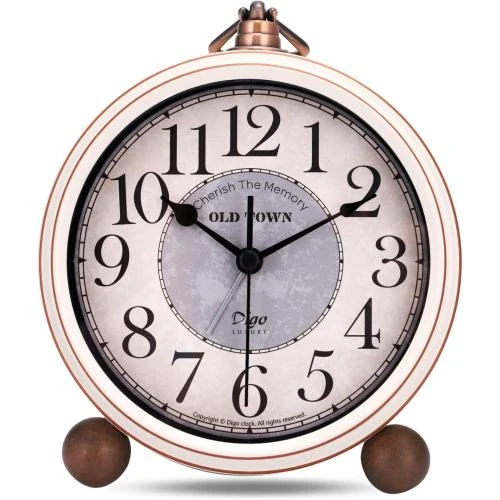 Lafocuse Réveil Vintage Silencieux Métal Beige Élégant - Vue principale