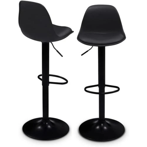 IDMarket, Lot 2 Tabourets Bar Karl Design Noir - Vue principale