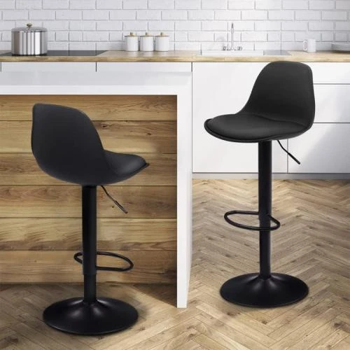 Détail de IDMarket, Lot 2 Tabourets Bar Karl Design Noir