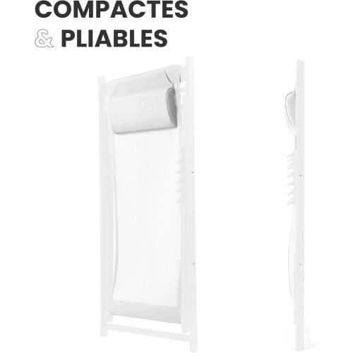 Zoom sur Fauteuils Pliables Aluminium Blanc SKYLANTERN, Durables, Confortables