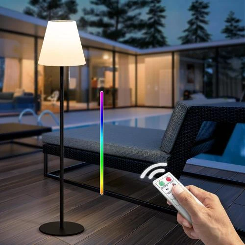 Lampadaire Solaire Extérieur Noir, LED, Orientable, Rechargeable - Vue principale