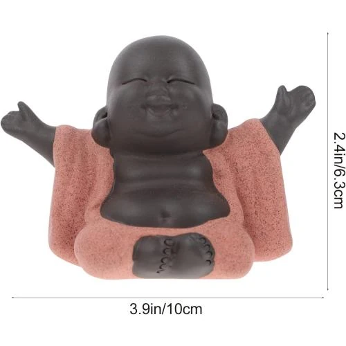 Détail de Statue Bouddha Rieur SUPVOX, Orange, Décoration Zen