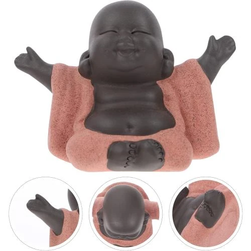 Zoom sur Statue Bouddha Rieur SUPVOX, Orange, Décoration Zen