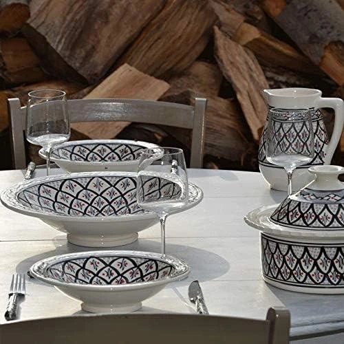 Service couscous assiettes YODECO gris 8 personnes - Vue principale