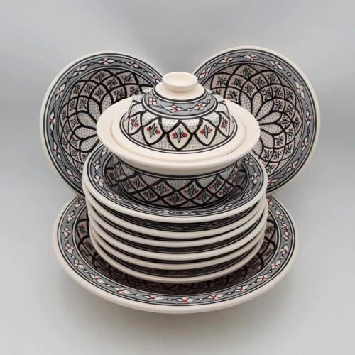 Détail de Service couscous assiettes YODECO gris 8 personnes