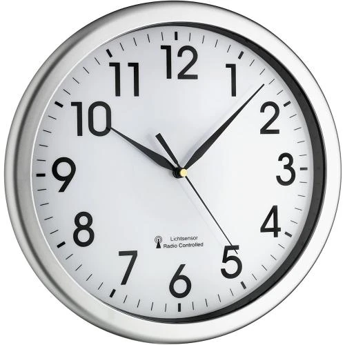 Horloge murale radio TFA Dostmann Corona argent, rétroéclairage - Vue principale