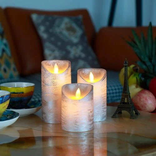 Détail de Bougies LED Cire Véritable Argent, Télécommande, Minuterie