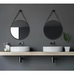 Miroir Rond Noir Mat, Design Élégant, Talos